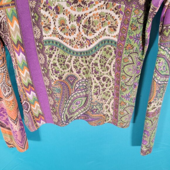 Etro Milano Womens Paisley Silk & Cashmere Long Sleeve Size 10 Made In Italy - Picture 9 of 11